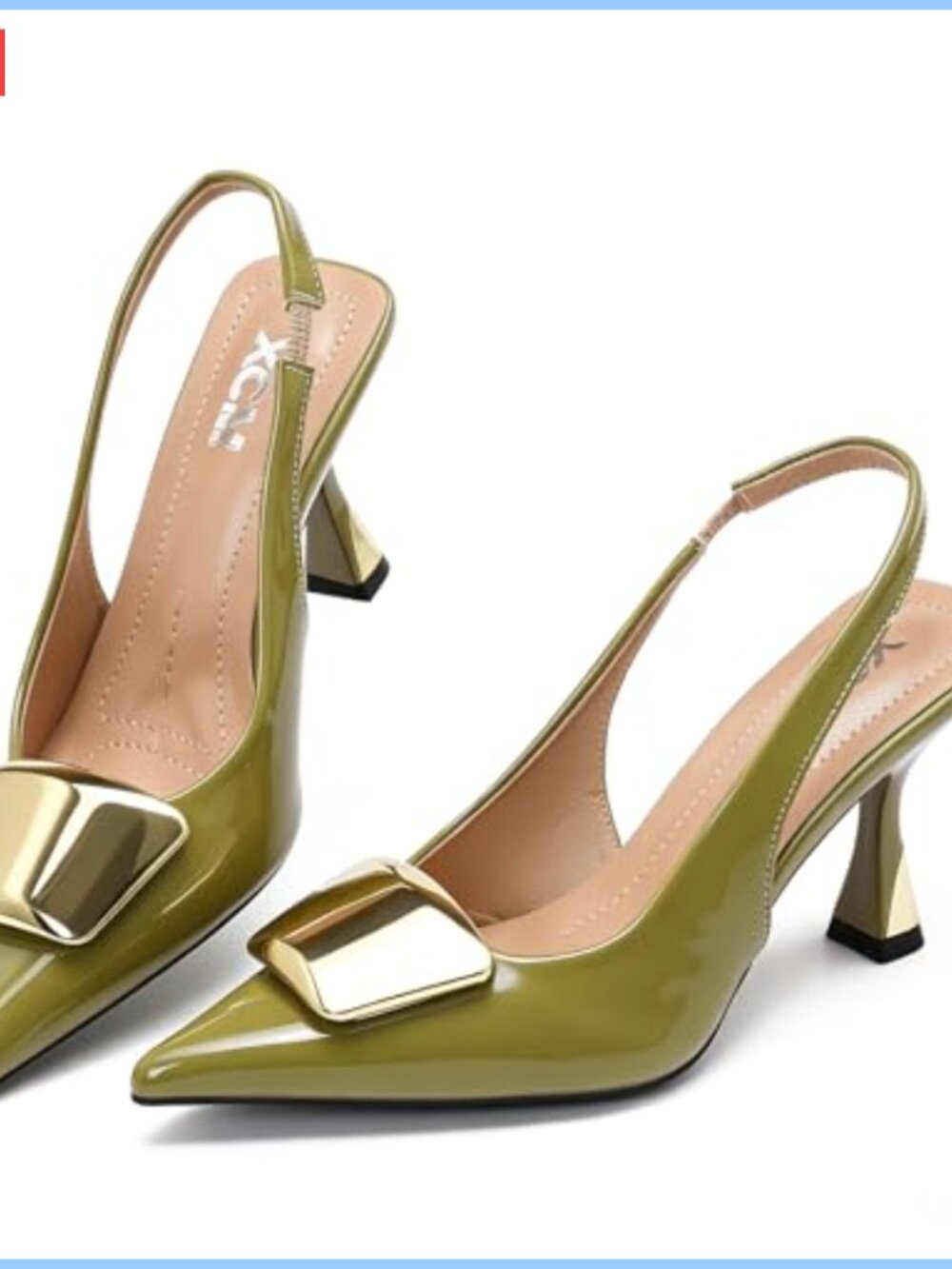 Women's Patent Leather Kitten Heel Slingback Pumps Shoes